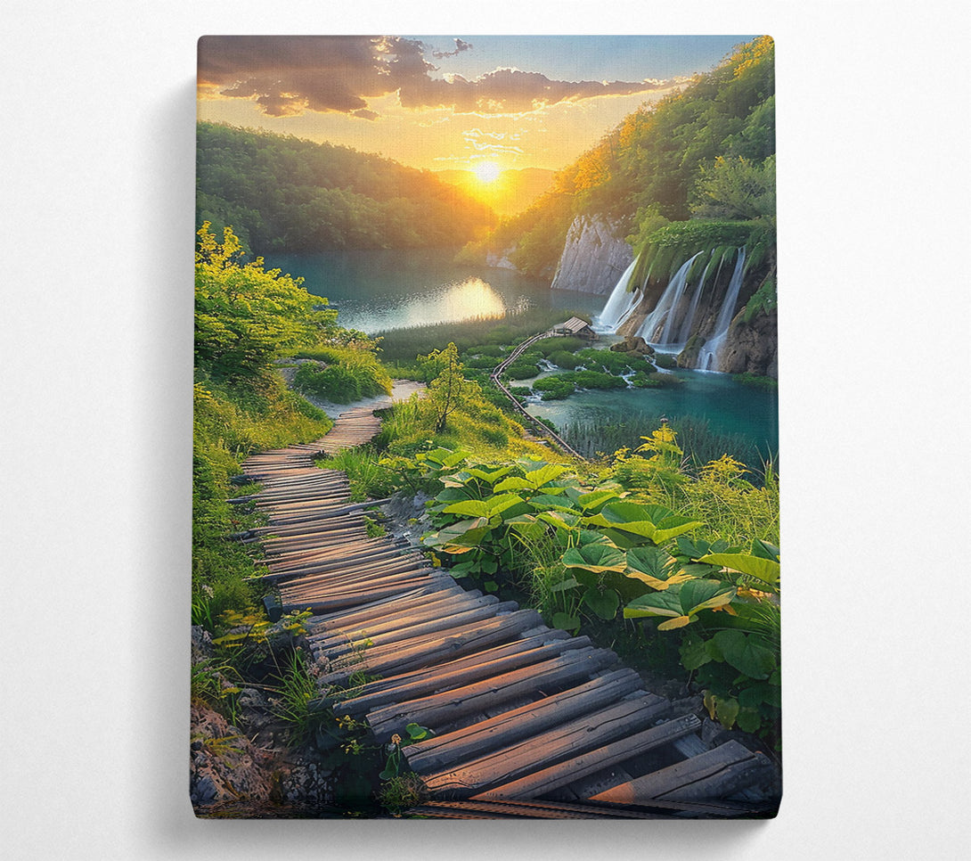  A Canvas Print of Golden Path To Cascades Canvas Print