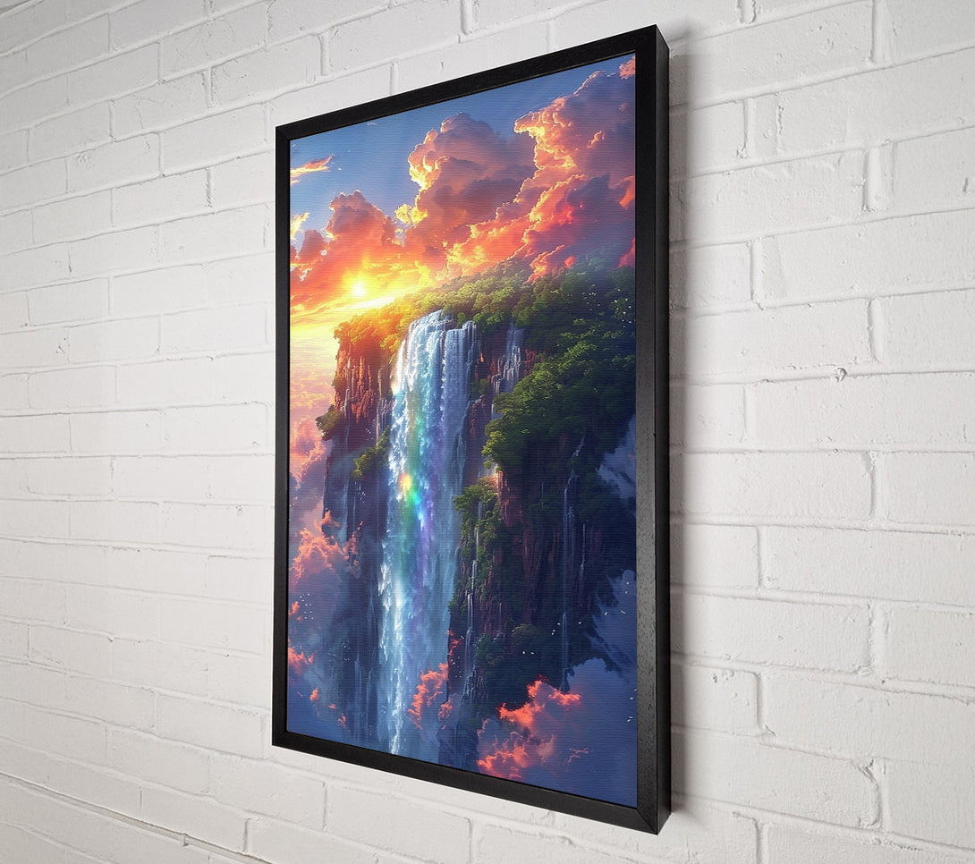  A Canvas Print of Orange Sky Waterfall Canvas Art
