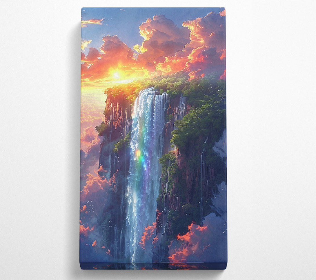  A Canvas Print of Orange Sky Waterfall Canvas Art