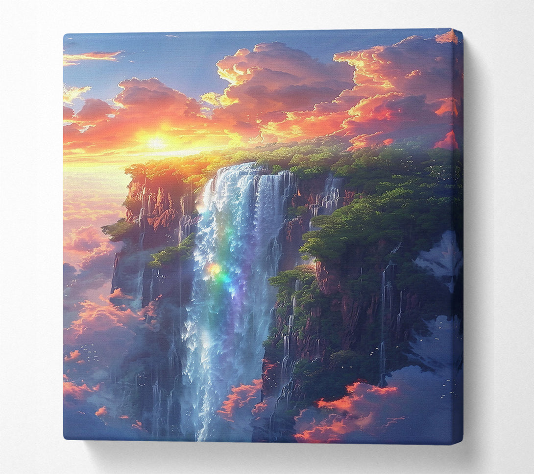  A Canvas Print of Orange Sky Waterfall Canvas Art