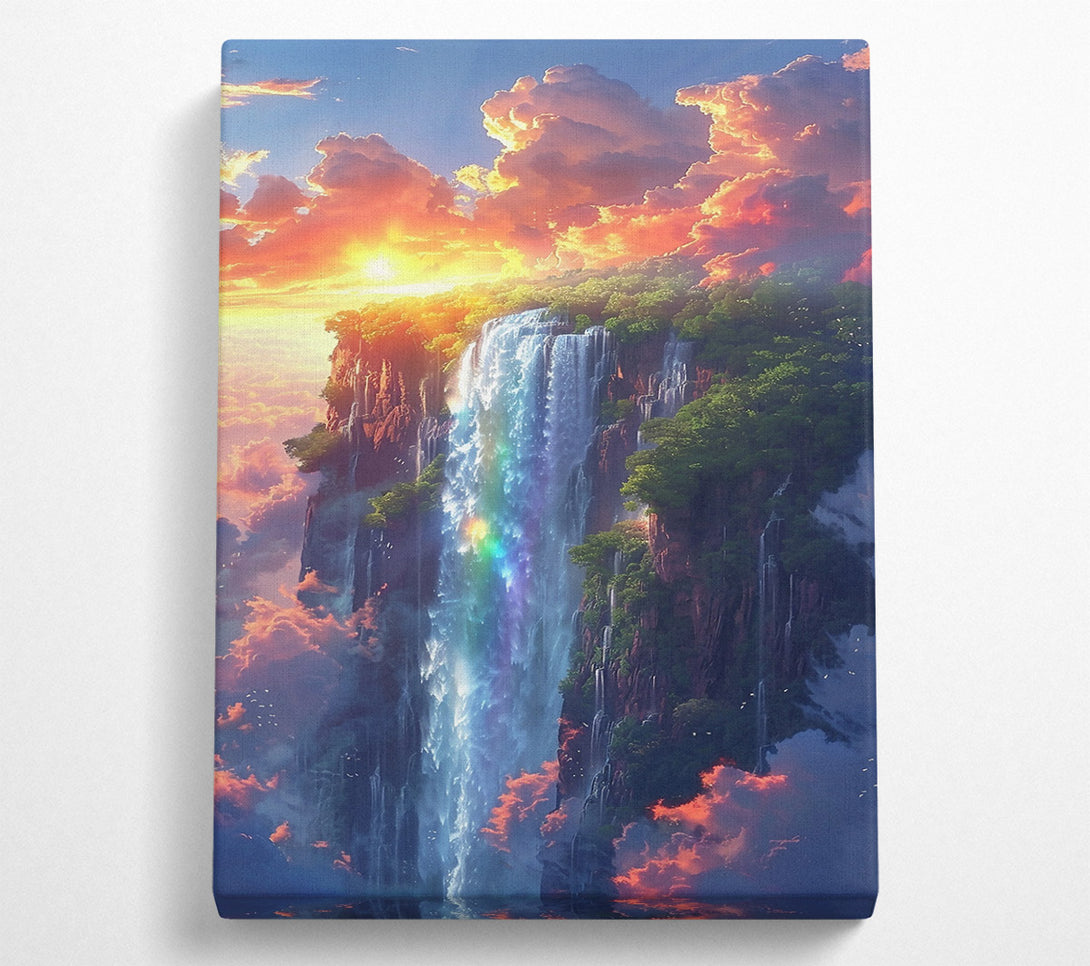  A Canvas Print of Orange Sky Waterfall Canvas Art