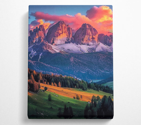  A Canvas Print of Orange Sunset Peaks Canvas Wall Art