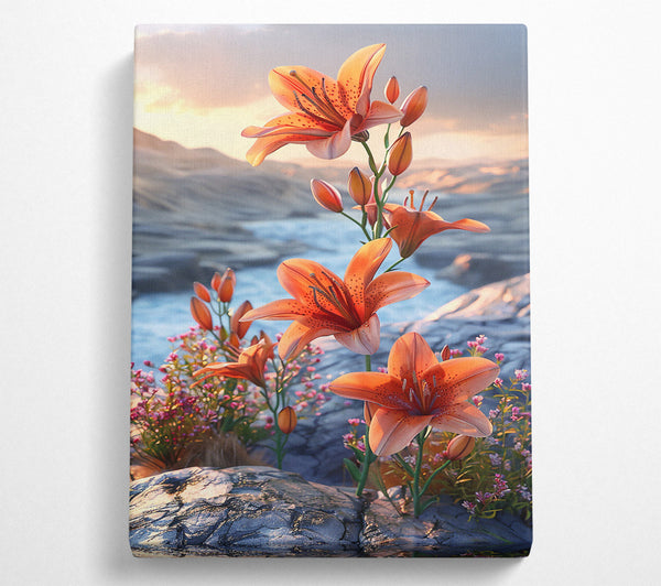  A Canvas Print of Sunset Orange Lilies Canvas Art