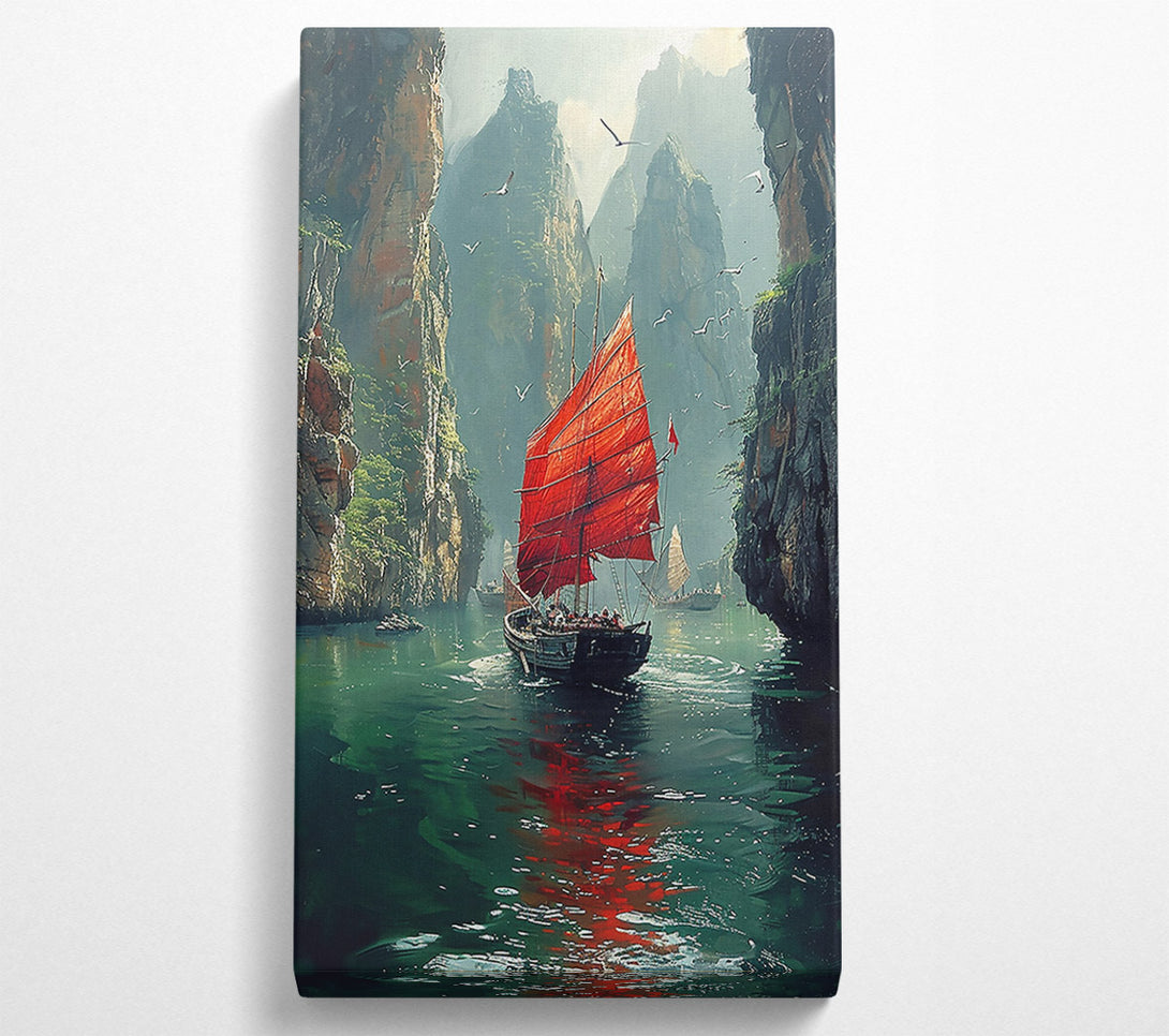  A Canvas Print of Crimson Sails Through The Mist Canvas Print