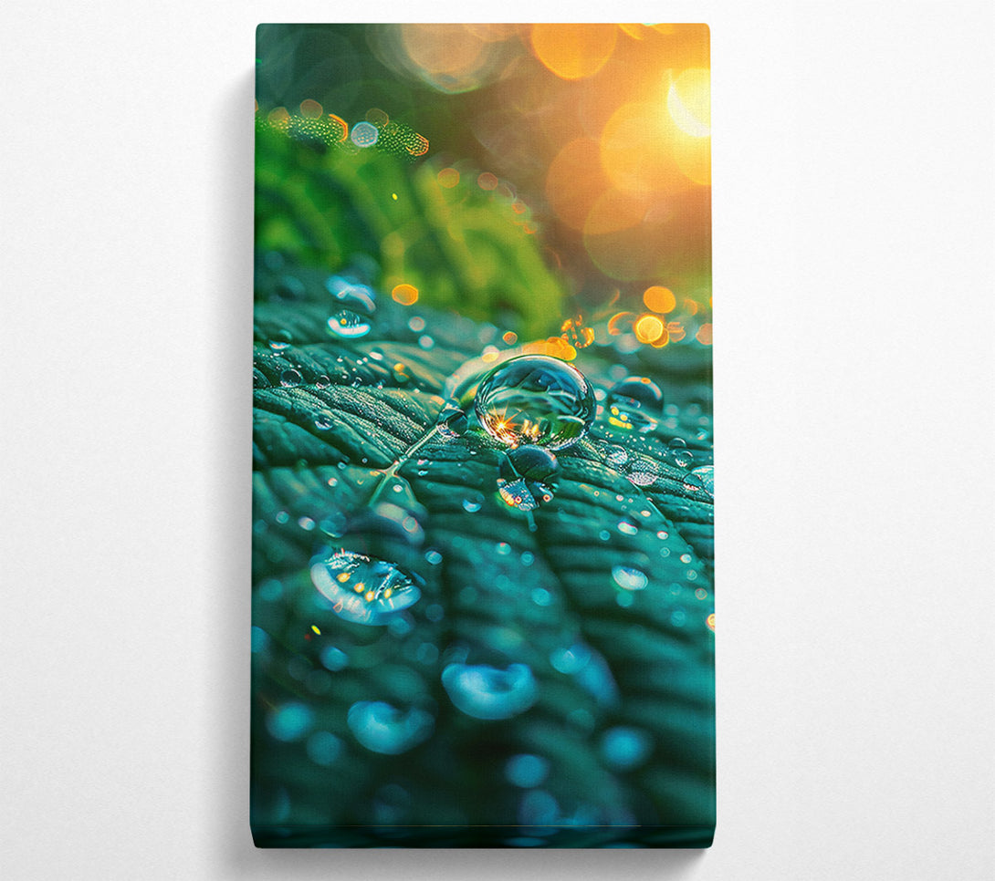  A Canvas Print of Teal Dewdrop Reflections Canvas Print