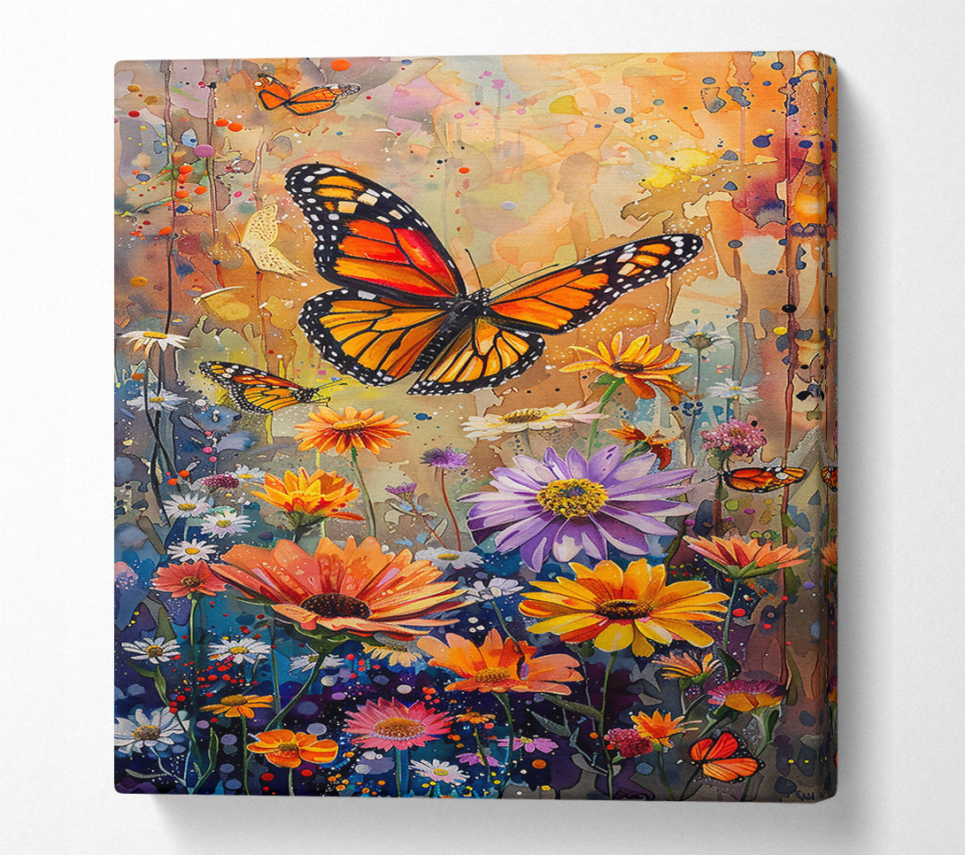  A Canvas Print of Orange Butterfly Garden Canvas Print