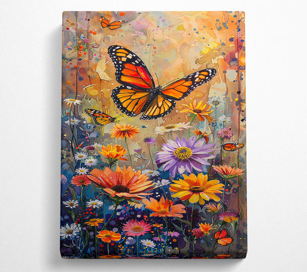  A Canvas Print of Orange Butterfly Garden Canvas Print