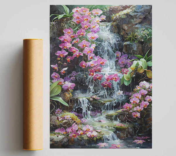 Pink Waterfall Paradise Giclee Print