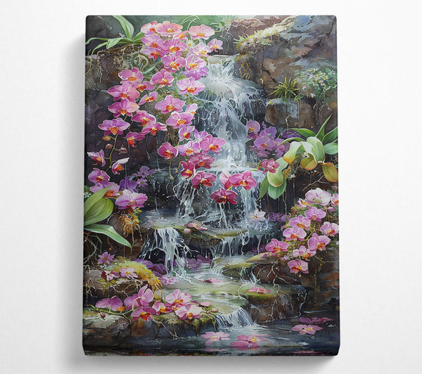  A Canvas Print of Pink Waterfall Paradise Canvas Art