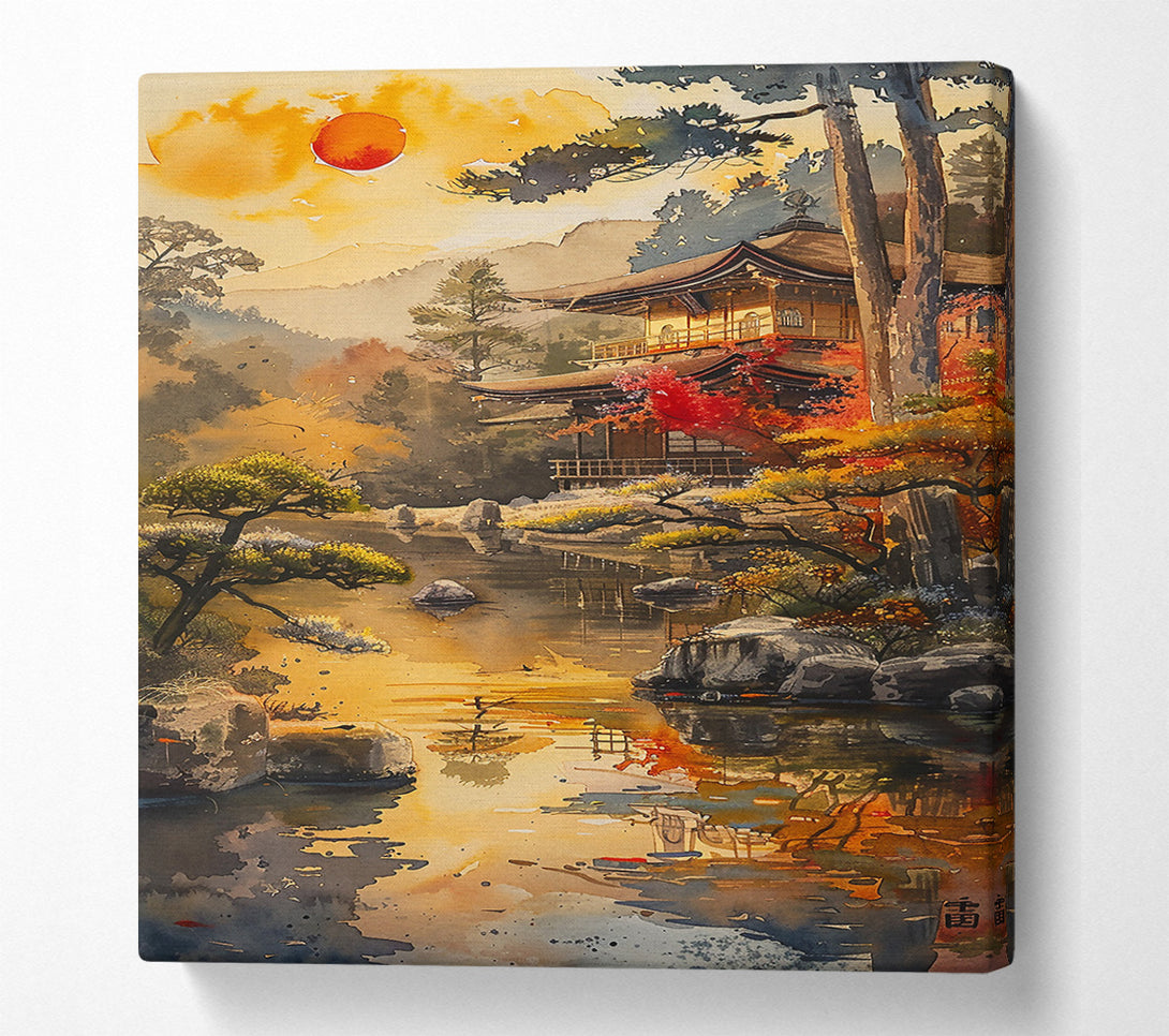  A Canvas Print of Golden Temple Reflections Canvas Art