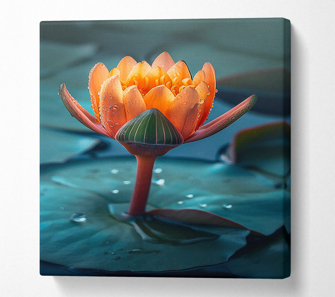  A Canvas Print of Orange Water Lily Bloom Canvas Wall Art