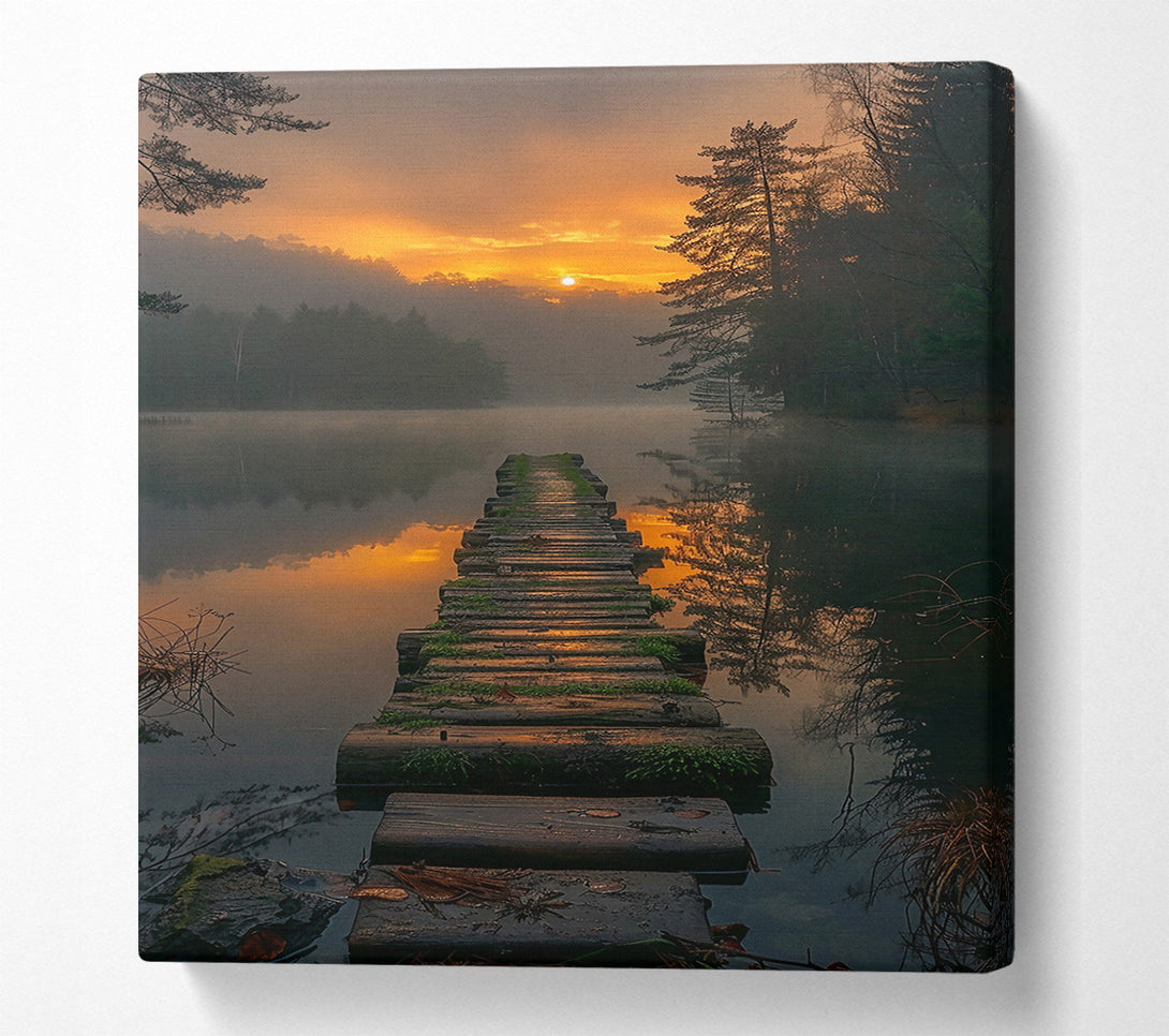  A Canvas Print of Golden Mist Pathway Canvas Art