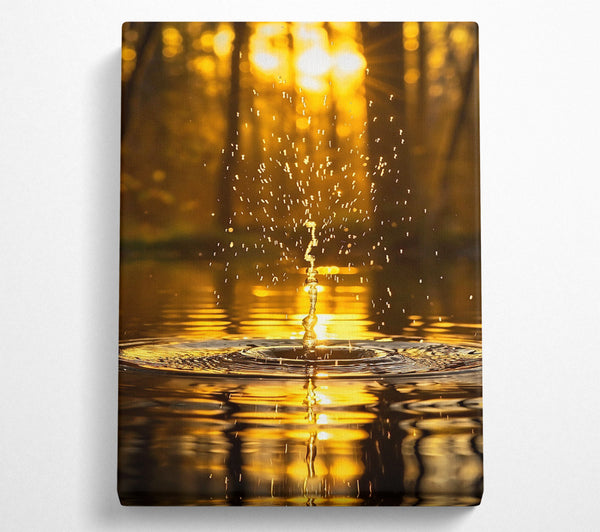  A Canvas Print of Golden Water Drop Reflection Canvas Print