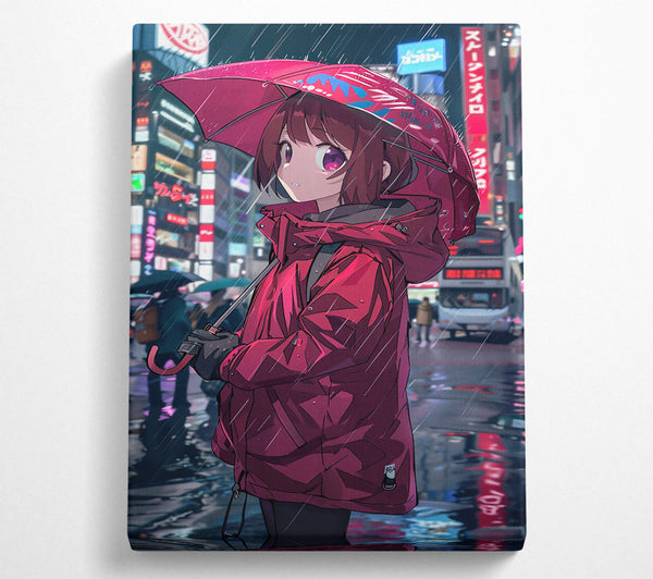  A Canvas Print of Crimson Rain City Canvas Print