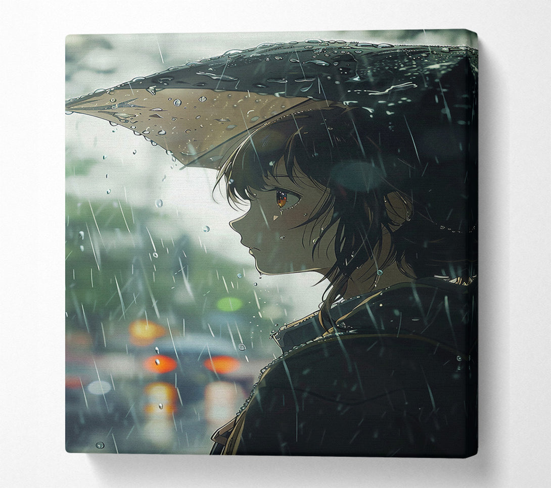  A Canvas Print of Green Umbrella Rain Canvas Art