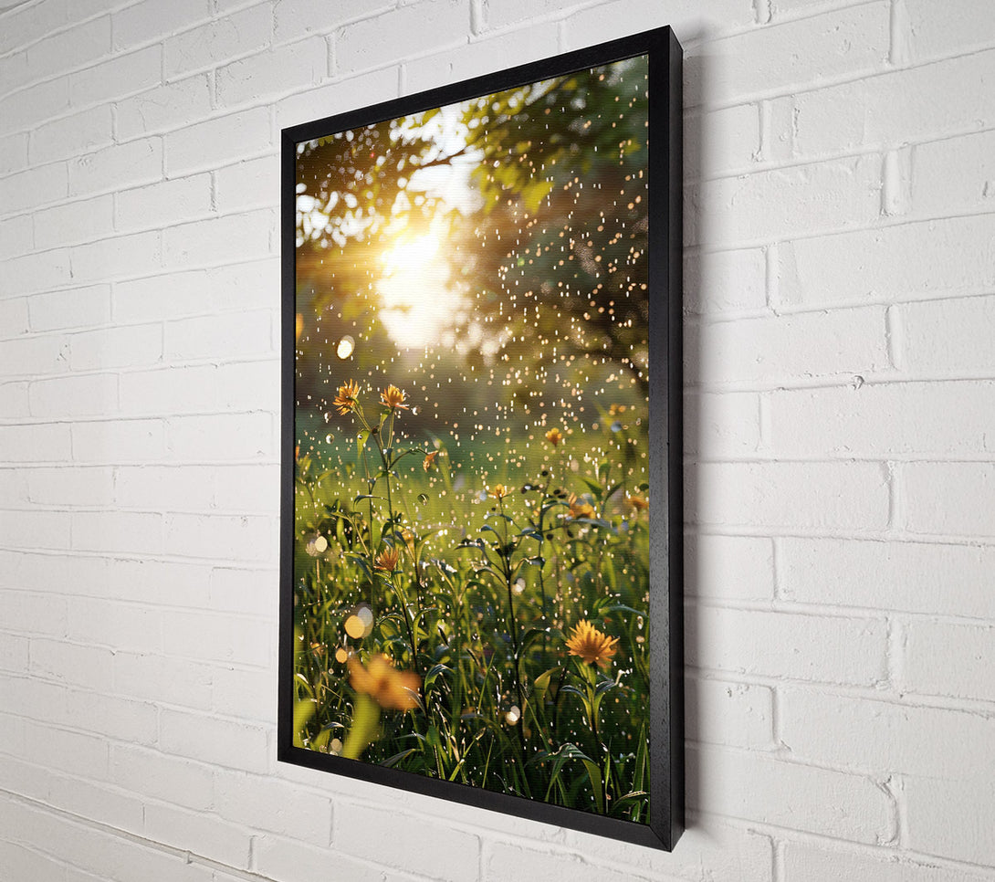  A Canvas Print of Golden Raindrops Glow Canvas Wall Art