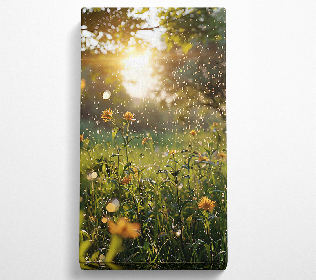  A Canvas Print of Golden Raindrops Glow Canvas Wall Art