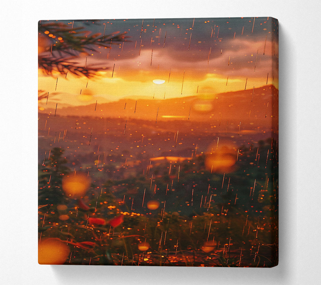  A Canvas Print of Golden Rain Sunset Canvas Print