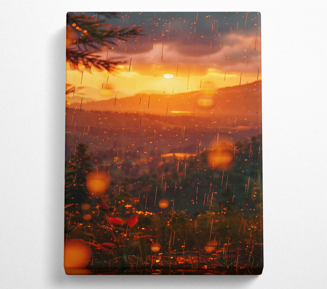  A Canvas Print of Golden Rain Sunset Canvas Print