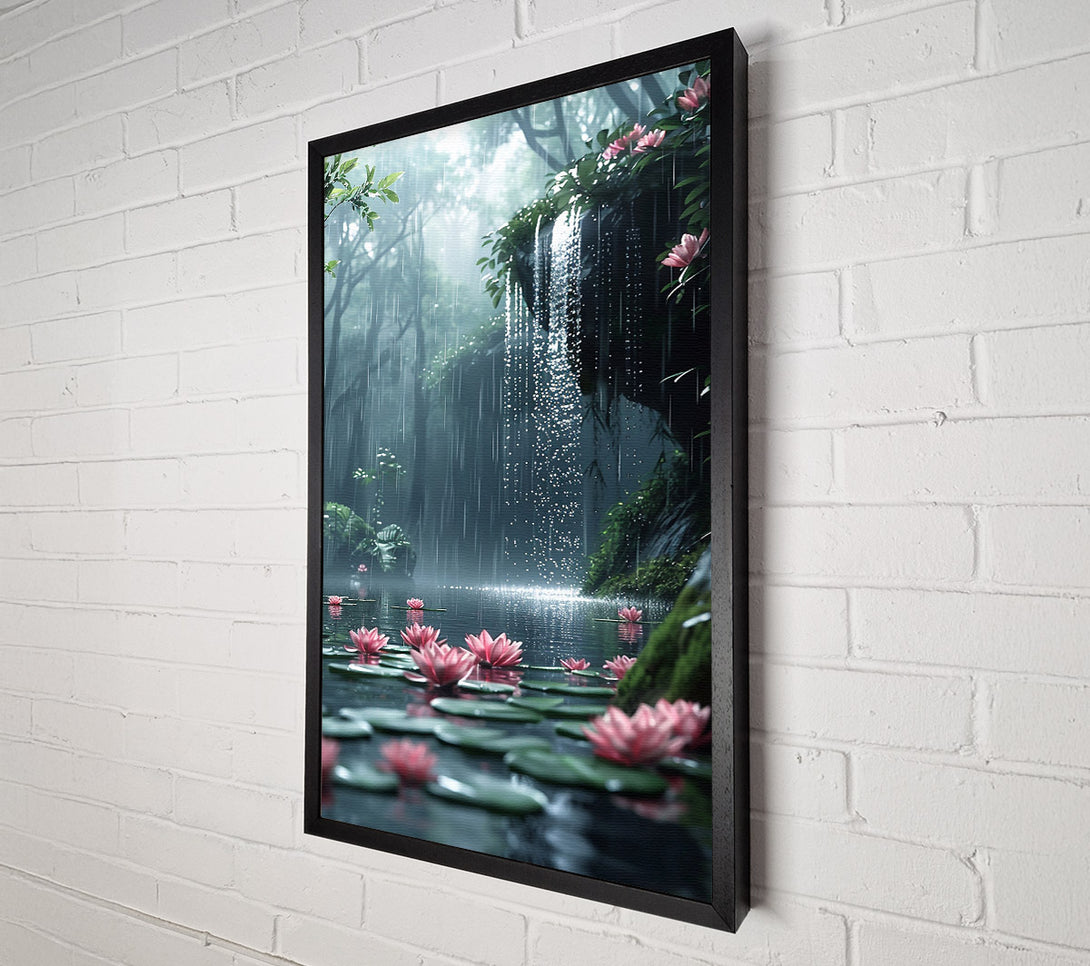  A Canvas Print of Green Rain And Lotus Canvas Art