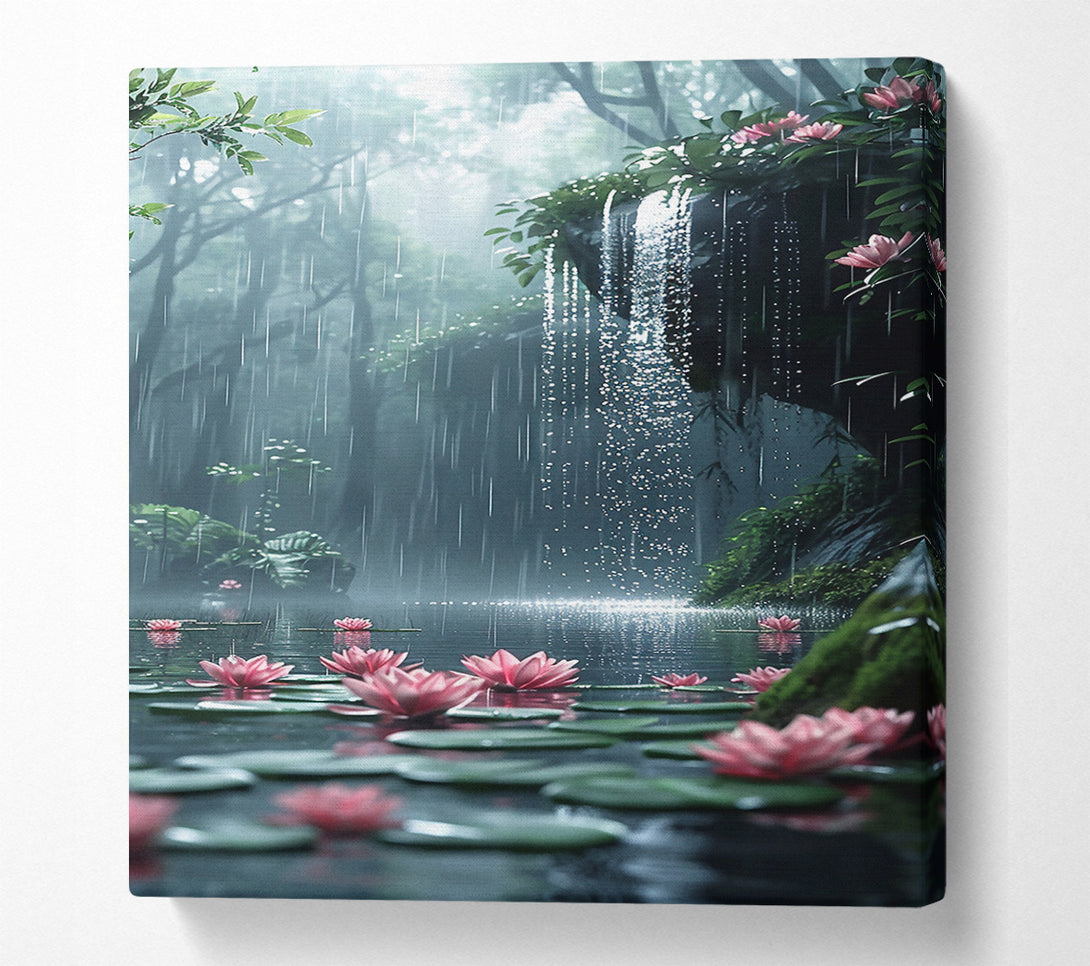  A Canvas Print of Green Rain And Lotus Canvas Art