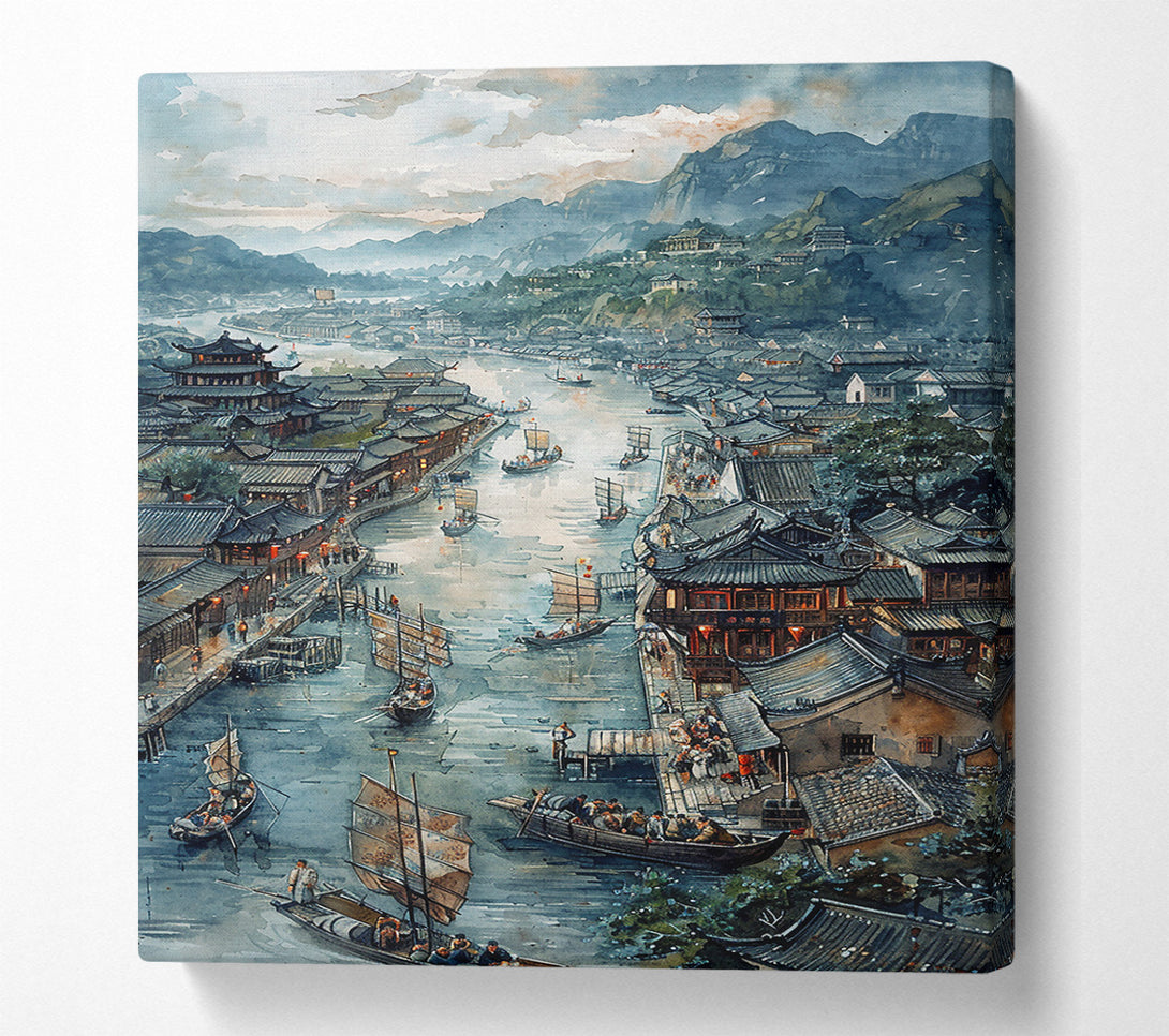  A Canvas Print of Blue City Waterway Canvas Art