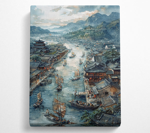  A Canvas Print of Blue City Waterway Canvas Art