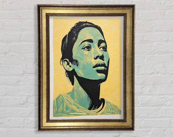 Green And White Woman Framed Print