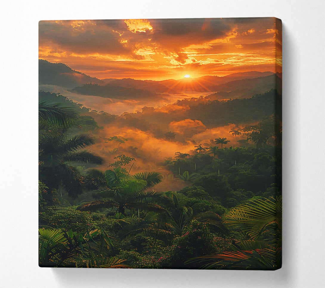  A Canvas Print of Golden Jungle Sunset Canvas Art