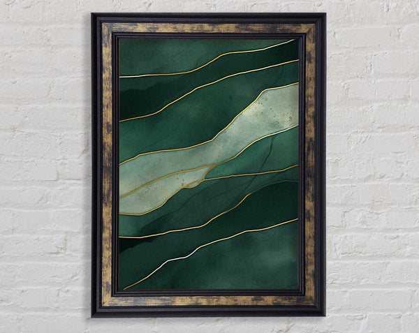 Green Andgold Cracks Framed Print