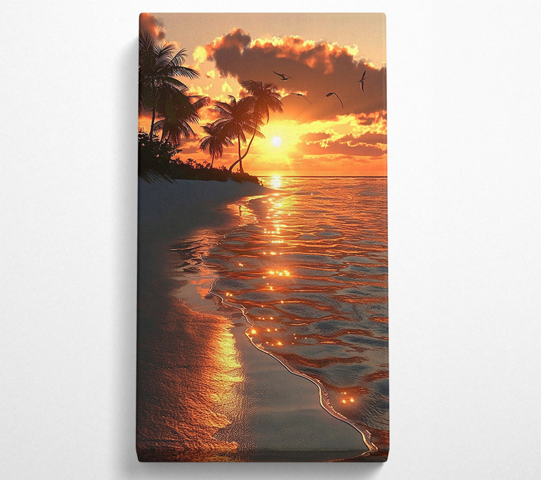  A Canvas Print of Golden Sunset Shore Canvas Wall Art