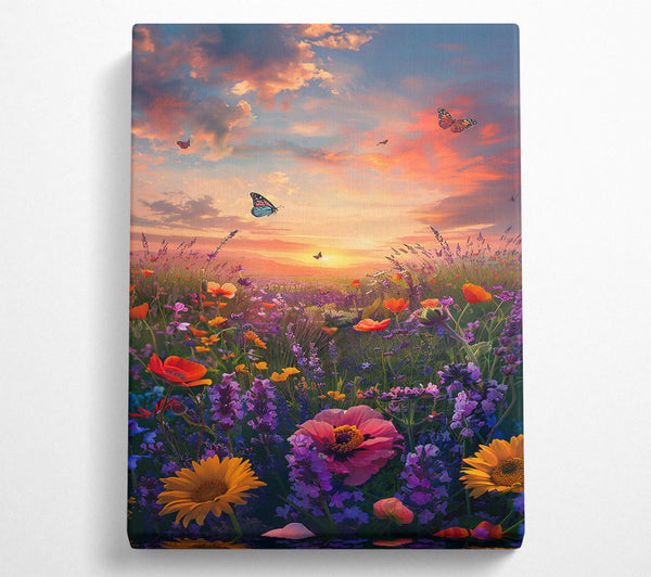  A Canvas Print of Orange Sunset Meadow Canvas Print