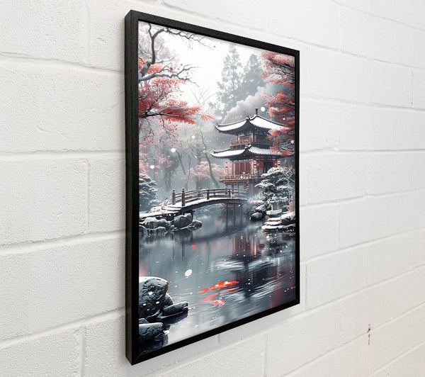 Red Koi In Winter Snow