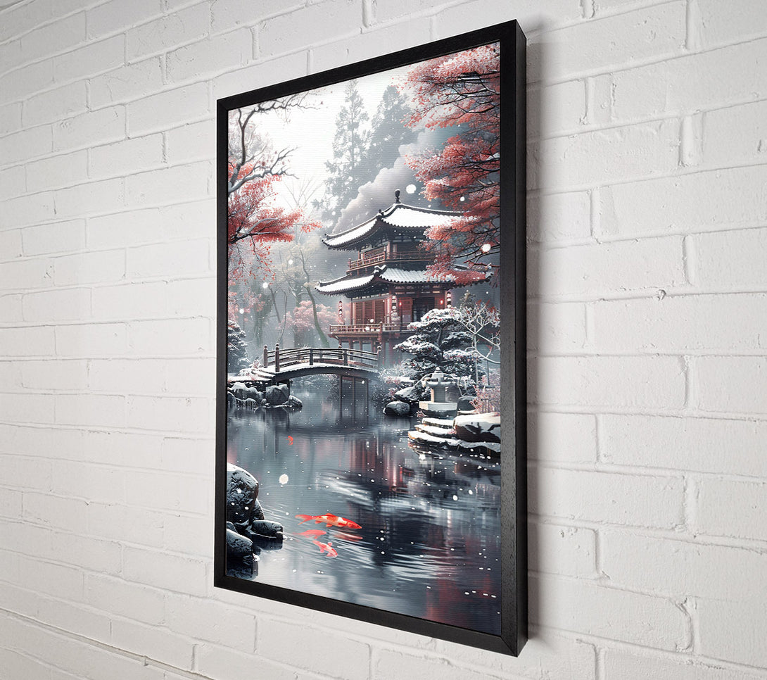  A Canvas Print of Red Koi In Winter Snow Canvas Art