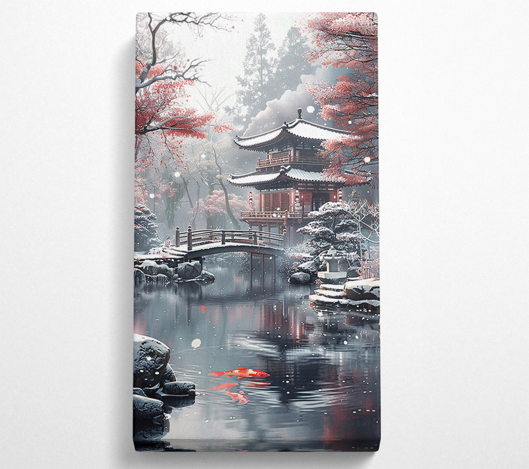  A Canvas Print of Red Koi In Winter Snow Canvas Art