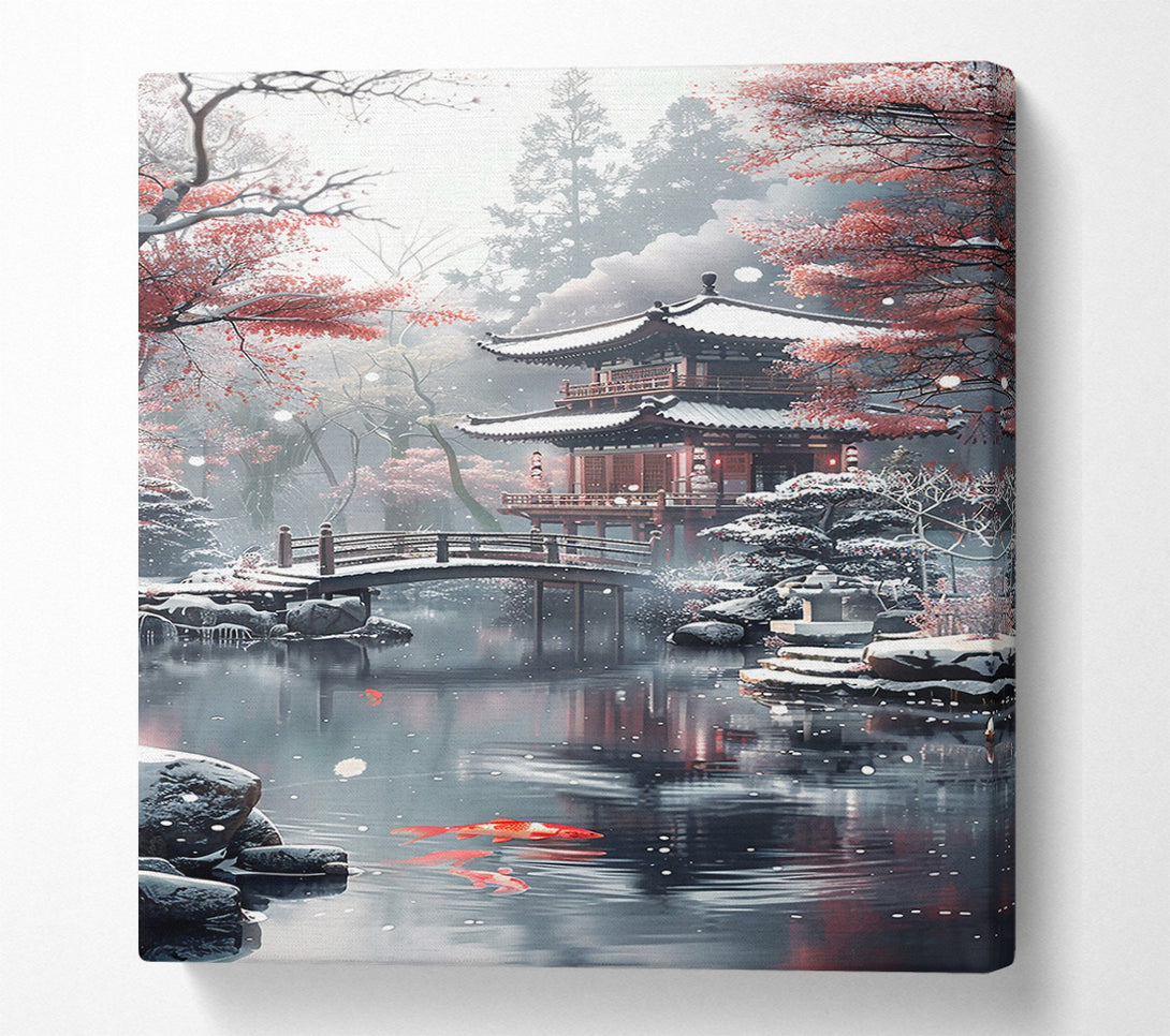  A Canvas Print of Red Koi In Winter Snow Canvas Art