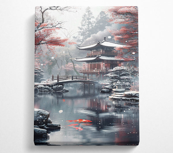  A Canvas Print of Red Koi In Winter Snow Canvas Art