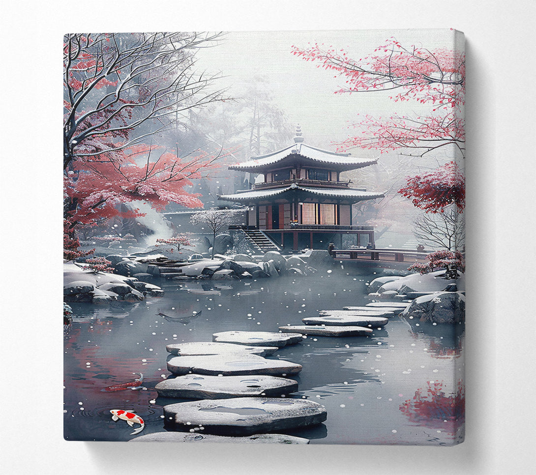  A Canvas Print of Pink Sky Pagoda Pond Canvas Wall Art