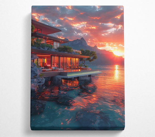  A Canvas Print of Sunset Oasis Glow Canvas Print