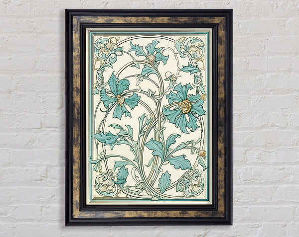Green Flower Vine Deco Framed Print