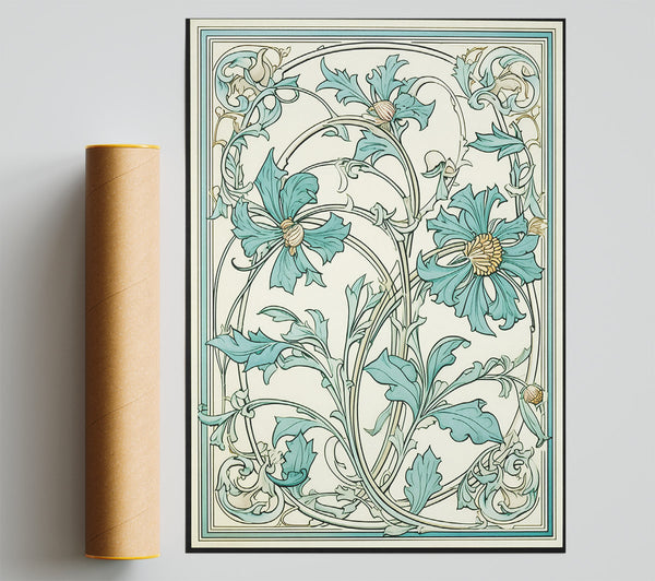Green Flower Vine Deco Print