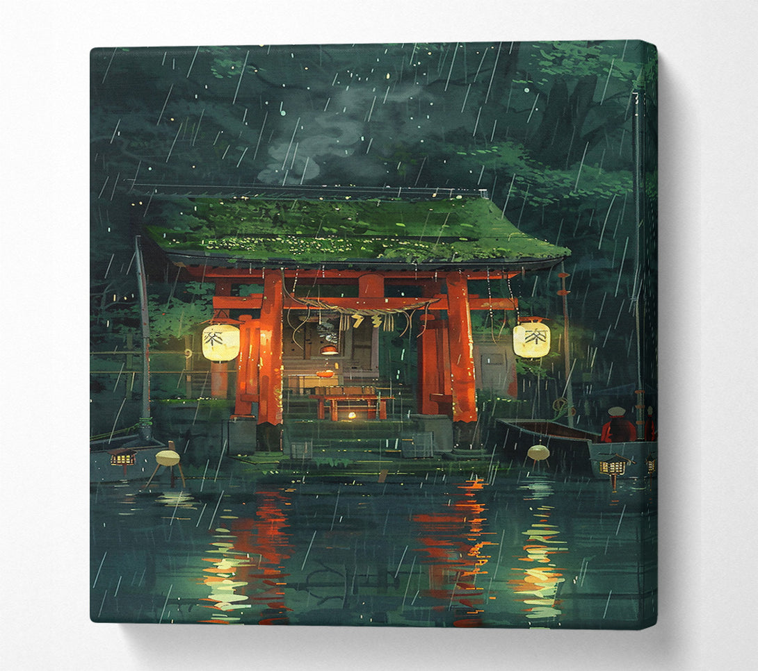  A Canvas Print of Red Rain Gate Canvas Print