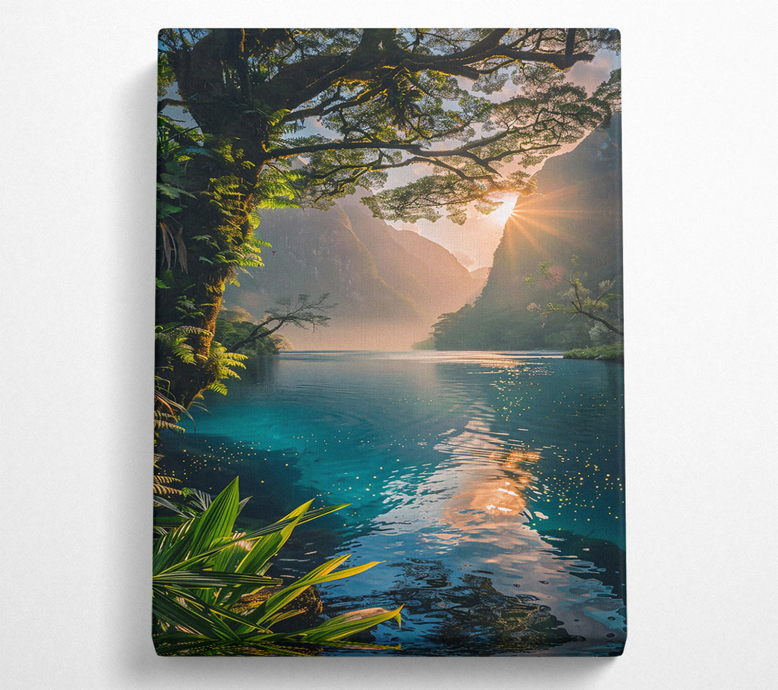  A Canvas Print of Teal Mountain Lake Canvas Art