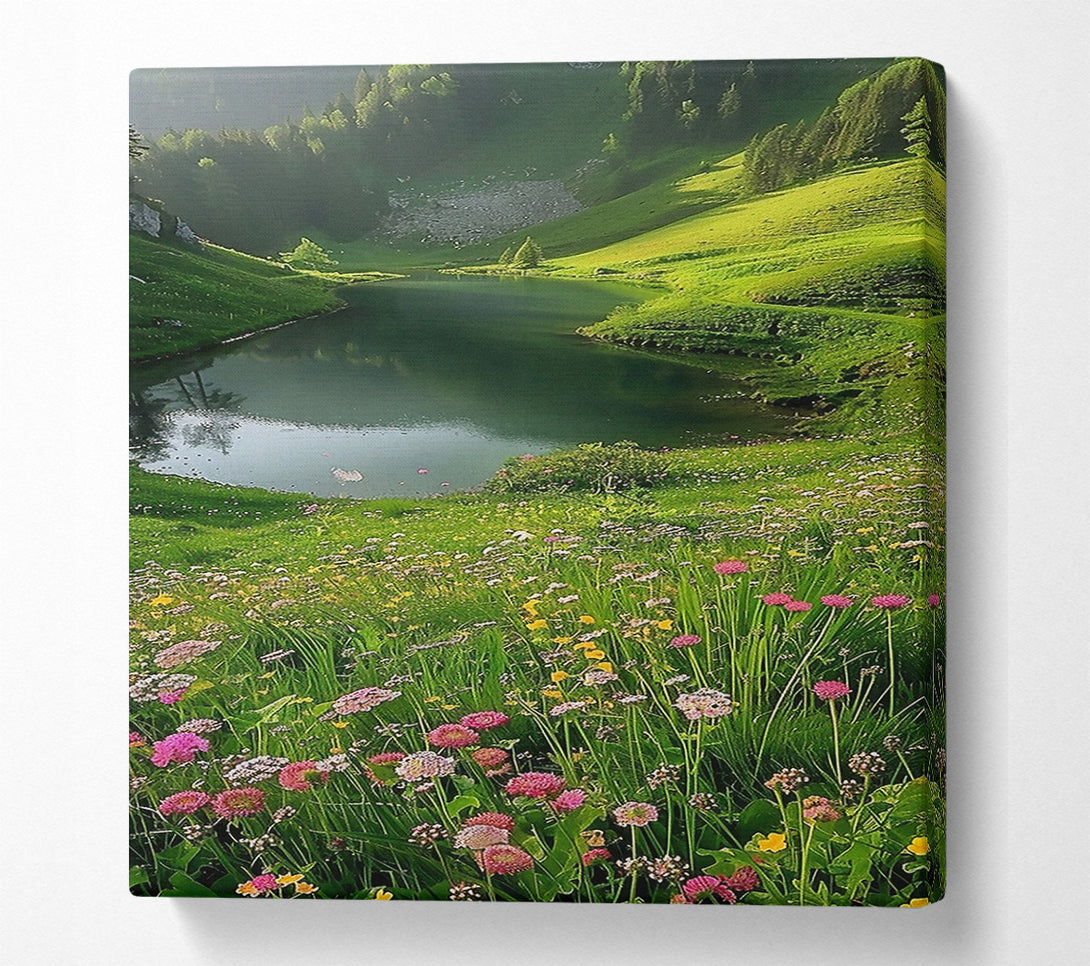  A Canvas Print of Emerald Meadow Lake Canvas Wall Art