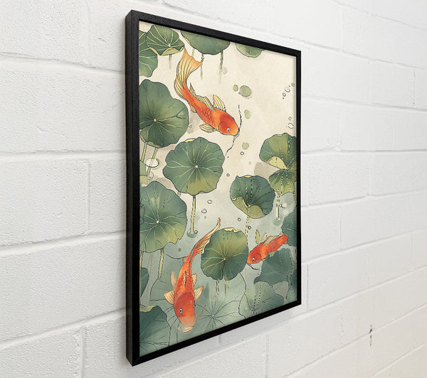 Green Lillies And Koi