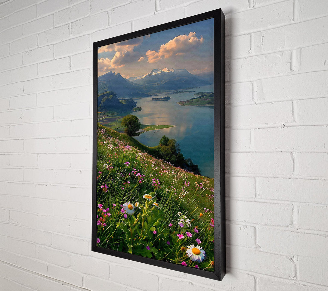  A Canvas Print of Green And White Mountain View Canvas Wall Art