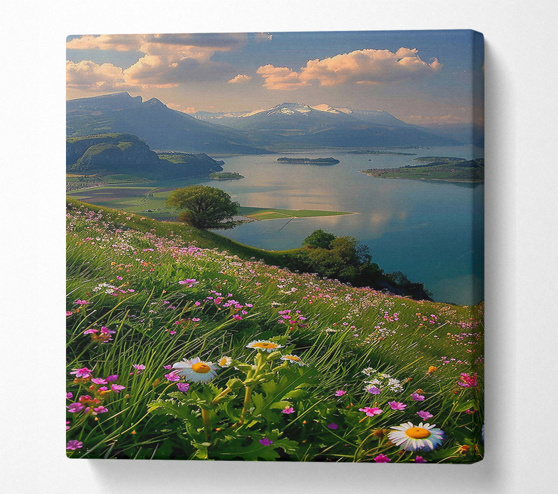  A Canvas Print of Green And White Mountain View Canvas Wall Art