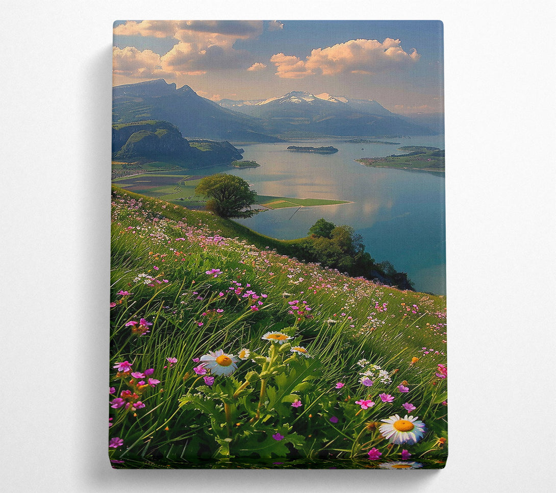  A Canvas Print of Green And White Mountain View Canvas Wall Art