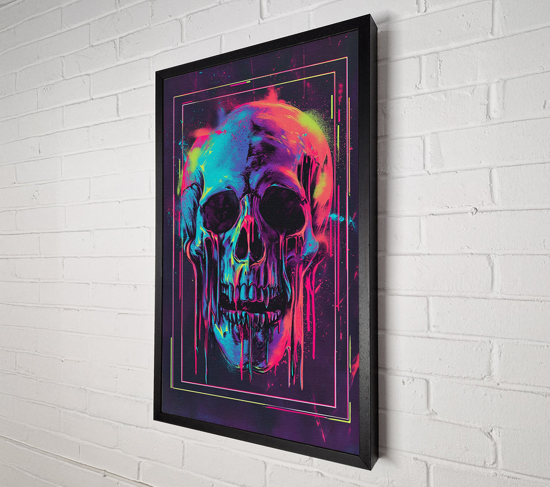  A Canvas Print of Neon Drip Skull Canvas Print