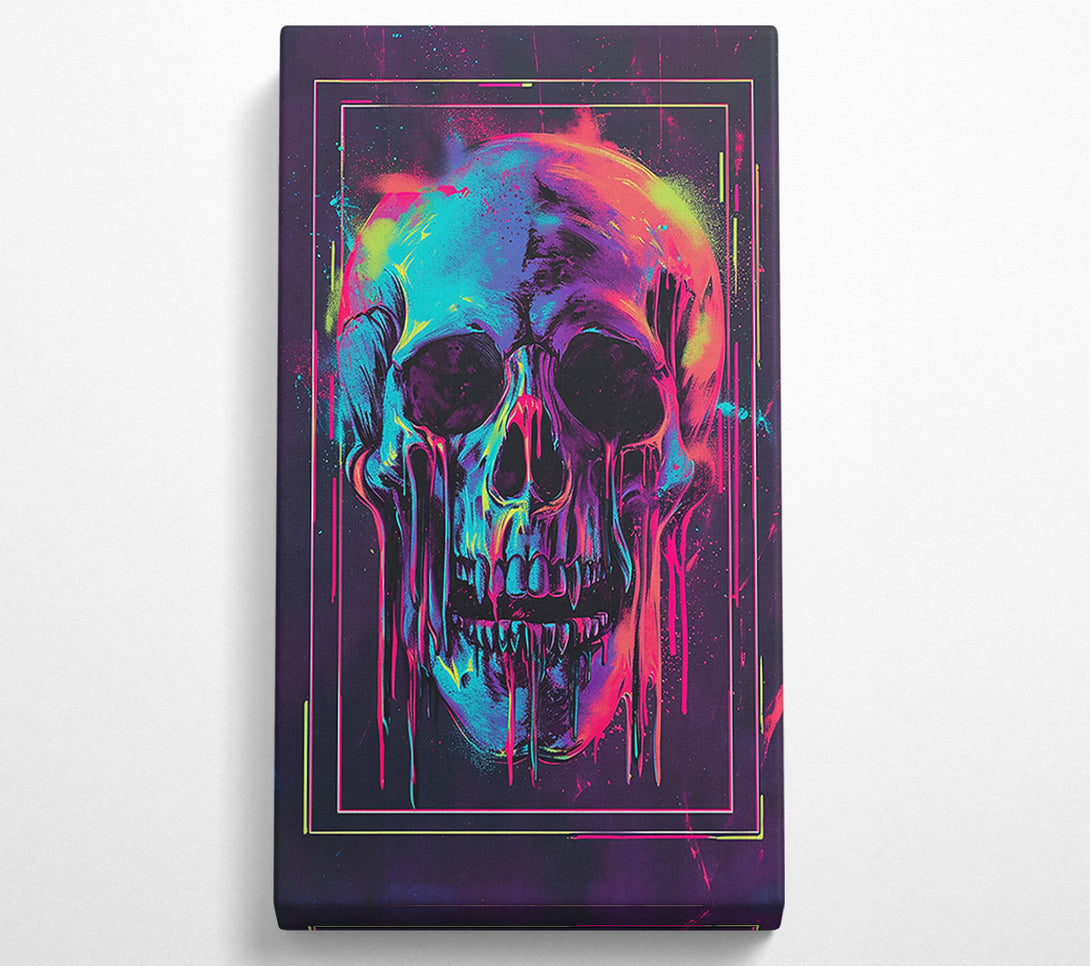  A Canvas Print of Neon Drip Skull Canvas Print